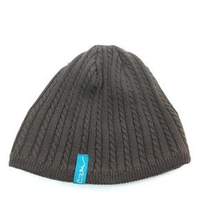 bula os 100% wool brown cable knit beanie fleece skull cap ski hat